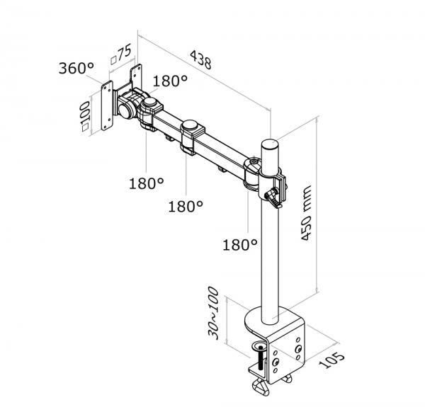Neomounts Neomounts FPMA-D960 LCD LED TFT Officeun, 10-30, 10 kg, 75x75 100x100 mm, sort