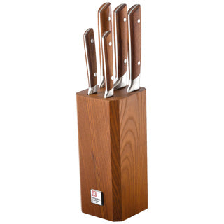 Knife block 5 pieces in carbonized Eshwood
