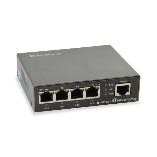 LevelOne GEP-0523 5-Port Gigabit Poe Switch, IEEE 802.3AF AT, 4x PoE, 60W, 10 1000 Mbit / s