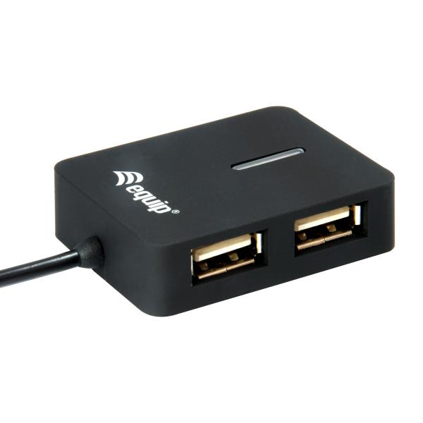 Equip 128952, 4-Port Travel USB Hub, USB 2.0, 480 Mbits, plastic, Black