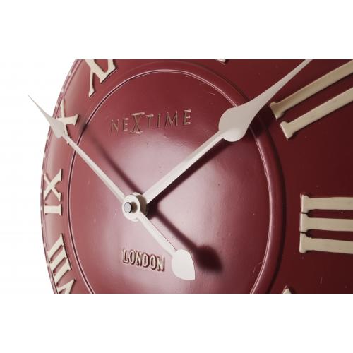 Nextime Klok 3083ro London Roman, Ø34,5 cm, mur, blanc rouge