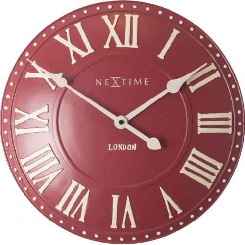 Nextime Klok 3083ro London Roman, Ø34,5 cm, mur, blanc rouge