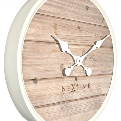 Nextime Klok 3134wi Plank, Ø50 cm, vegg, hvit