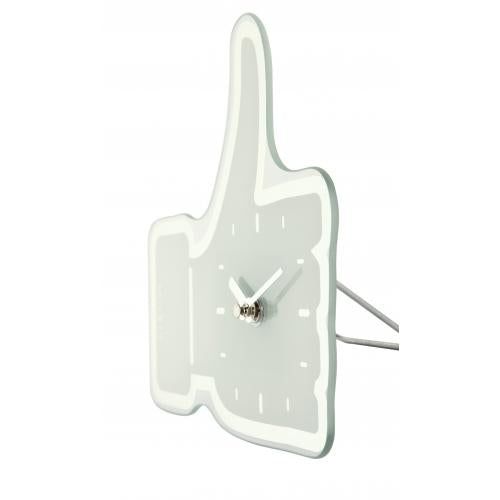 Nextime Clock 5185Wi Mini Thumbs Up, 20,5x21 cm, vegg, hvitt sølv