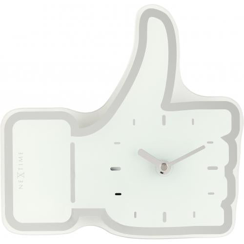 Nextime Clock 5185Wi Mini Thumbs Up, 20,5x21 cm, vegg, hvitt sølv
