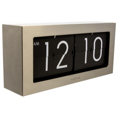 Nextime Clock 5198ZI Big Flip, 16,7x36 cm, flip-over, sølv