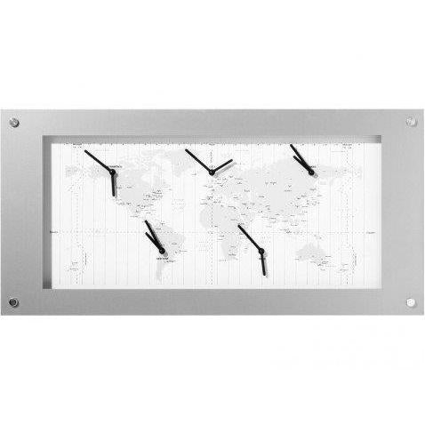 Nextime Clock B1009065 fuso orario, 39x90 cm, argento bianco