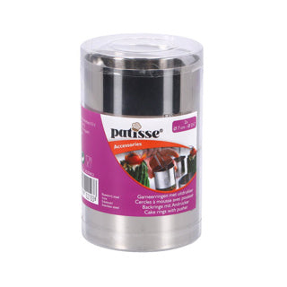 Anillos de guarnición de patisso con expresador 7x5.5 cm de acero inoxidable de 3 piezas