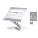 ConceptTronic Donn27g bærbar PC-stativ med 7-i-1 dockingstasjon, 360 ° roterende, USB 3.2 Gen 1 Type-C