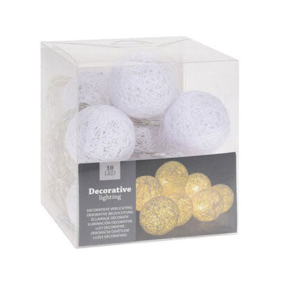 Light cord with raffia balls, 150 cm