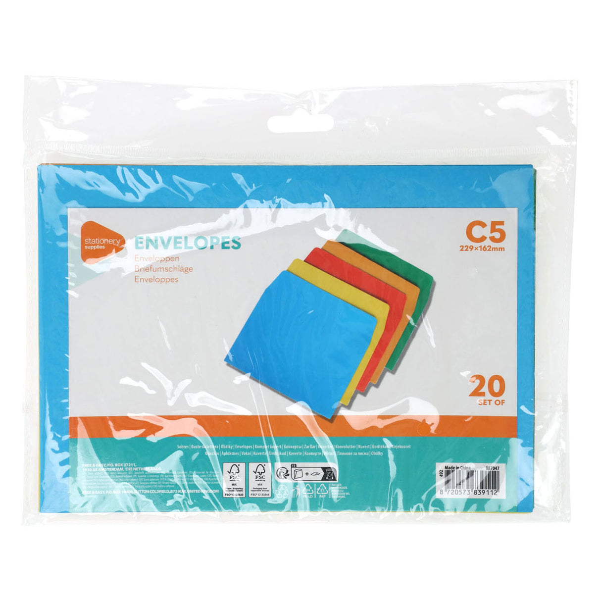 Farvede konvolutter C5, 20 ..