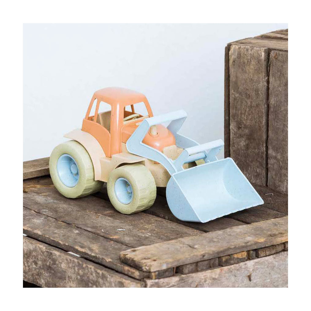 Dantoy tractor with front loader blue orange, 30 cm