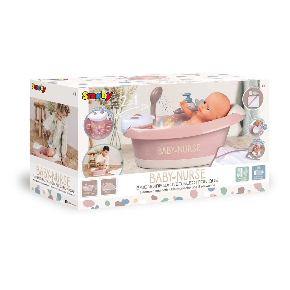 Smoby - Baby nurse bath with functions and accessories 3dlg.