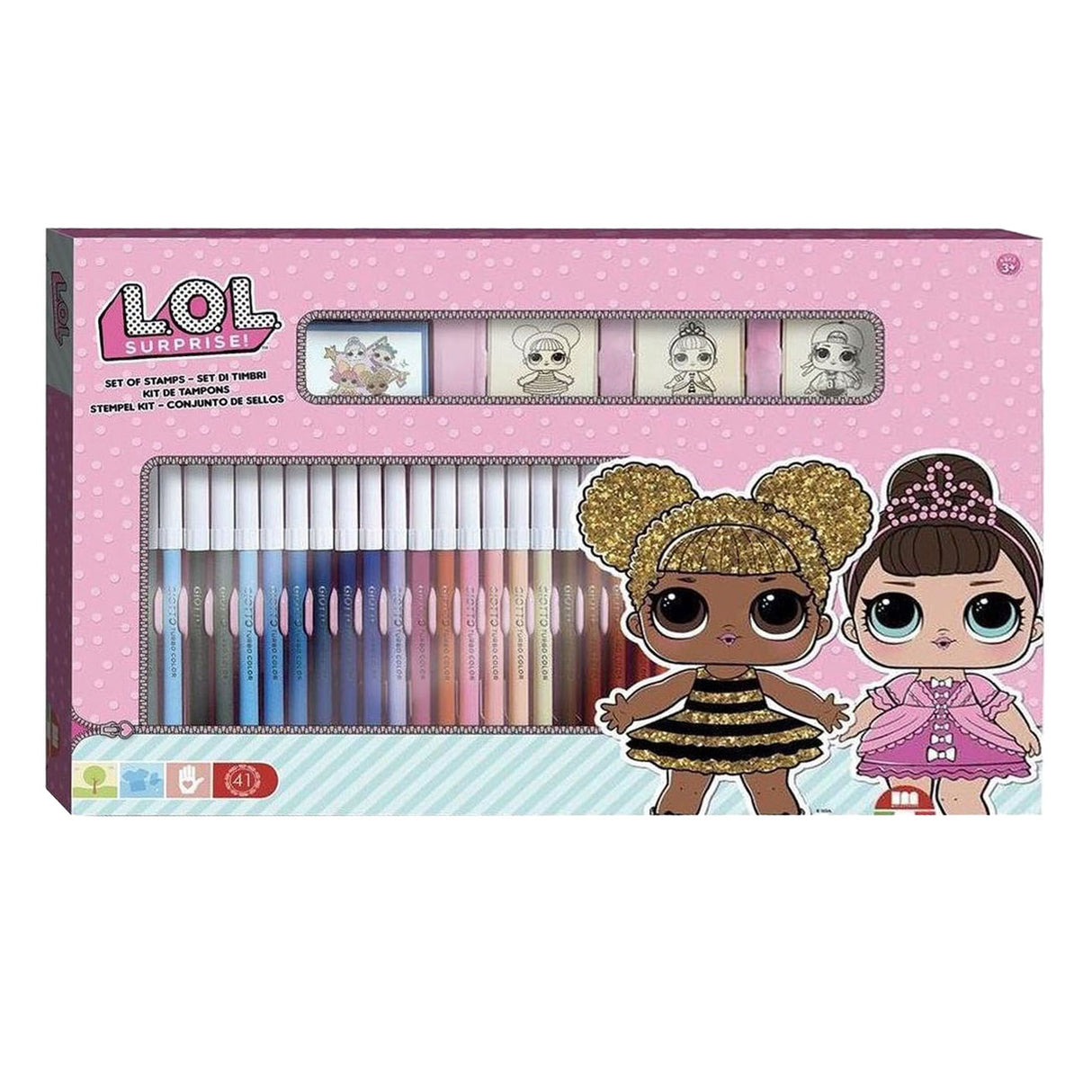 Ensemble de couleurs surprise multiprint avec timbres, 41dlg.
