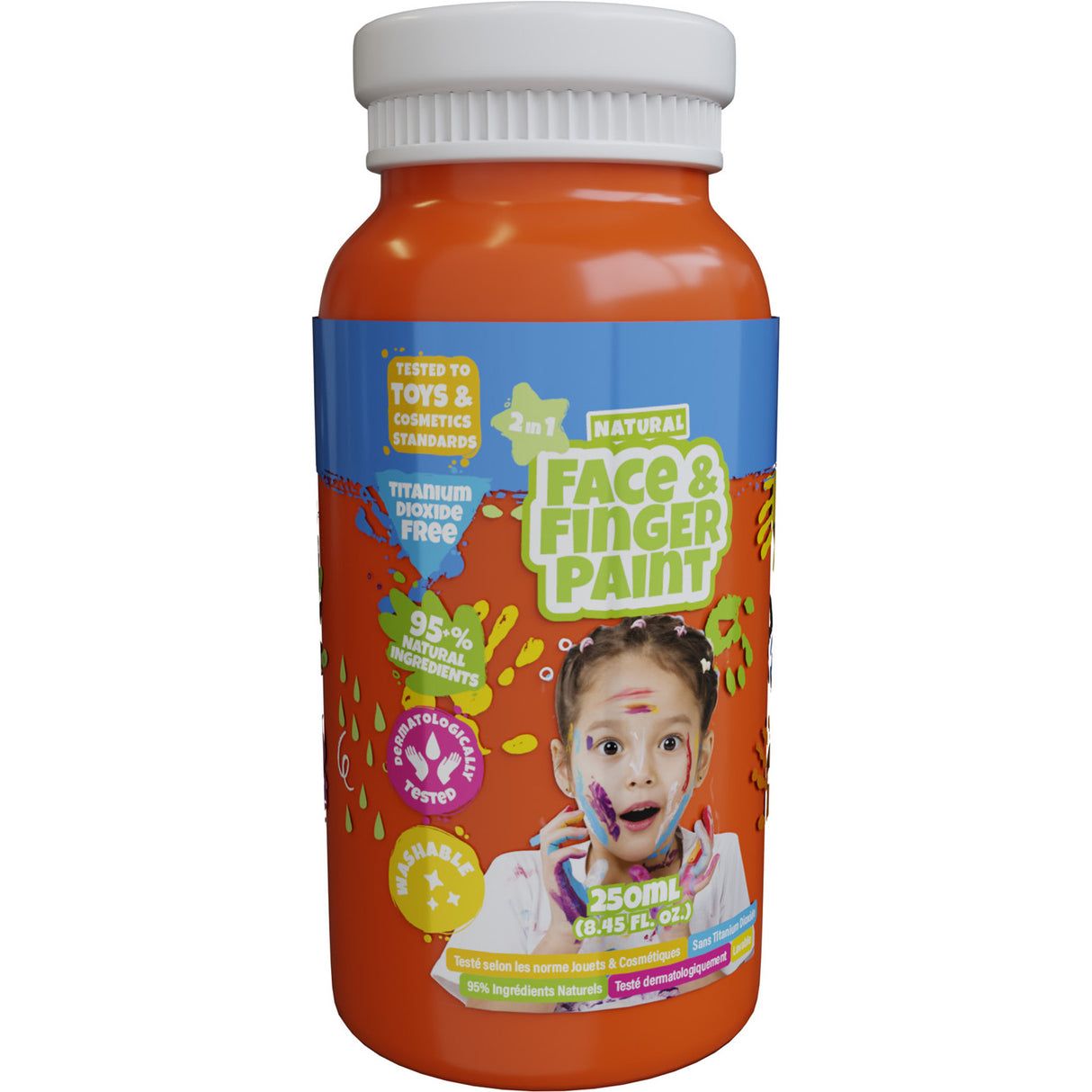 Bottiglia di fingerpaint del viso naturale Boti - arancione, 250 ml