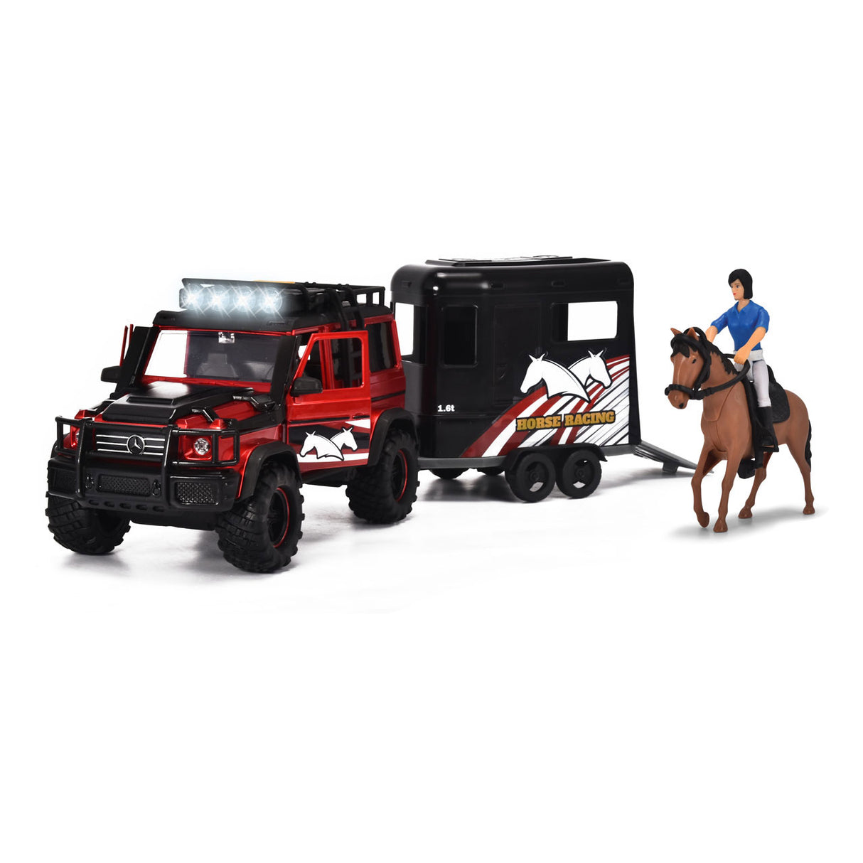 Dickie Jeep con set di trailer di cavalli