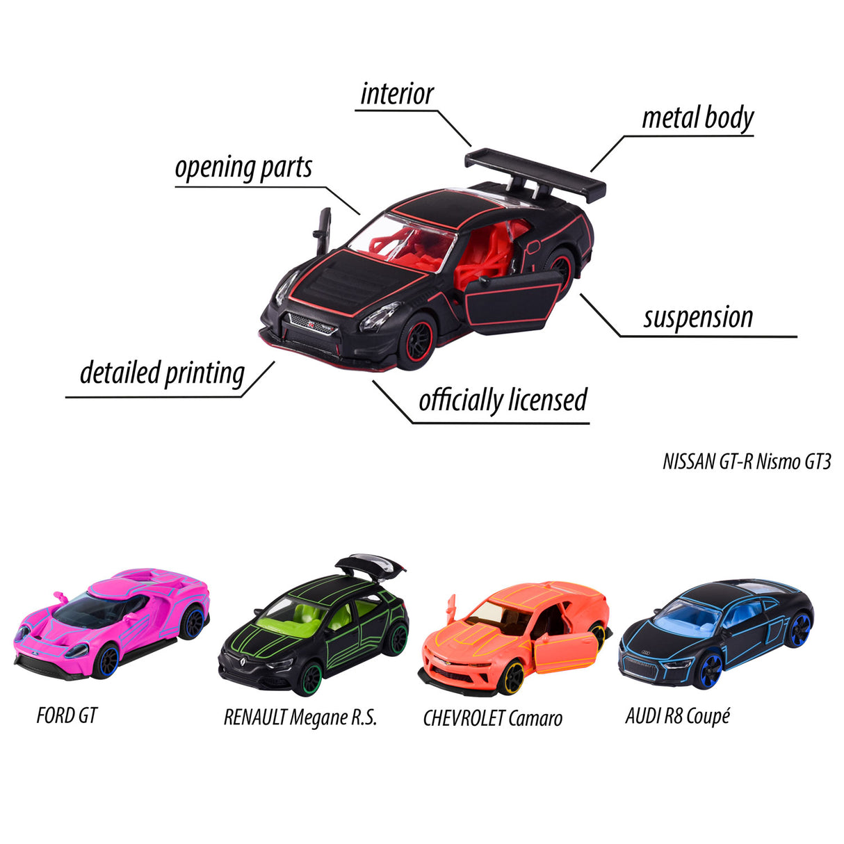 Majorte Light Racers Cars darilni paket, 5st.