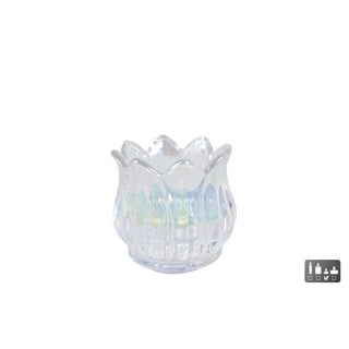 Theelichthouder tulip luster pearl glas 7x7x7cm