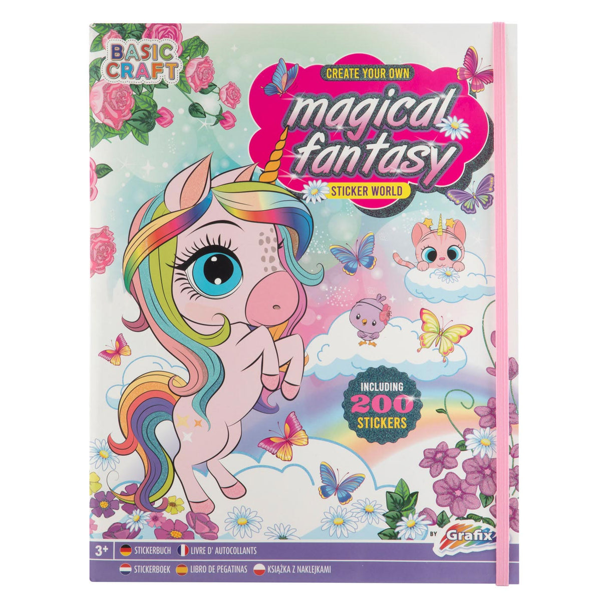 Livre d'autocollants fantaisie magique avec 200 autocollants