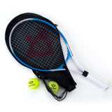 Racket de tennis avec couverture et 2 balles bleues