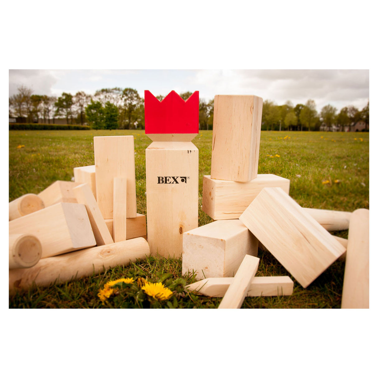 KUBB Original Rubberhout z rdečim kraljem