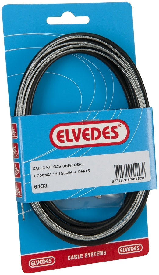 Elvedes Gas cable Universal 1700mm 2250mm extra flexible galvanized black (on map)
