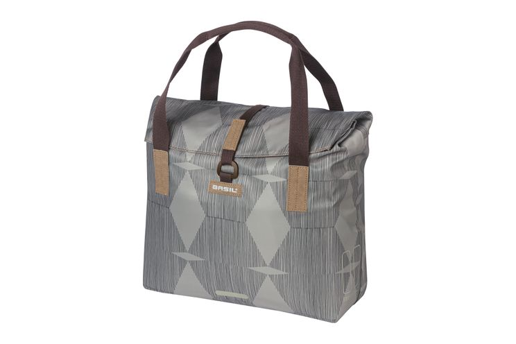 Basilikum elegance fietshopper, grønt kæledyr, vand tilbageholdelse foldning, poltered hånd skulderstropper, 20-26L, taupe
