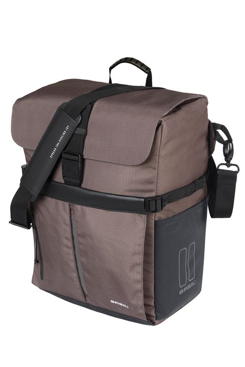 Basil Bicycle Shoulder bag Move Mik Hooks Brown with Helmet Bak | 15L