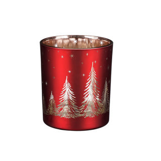 Tealight Holder Glass Red - H10xd8.5 cm
