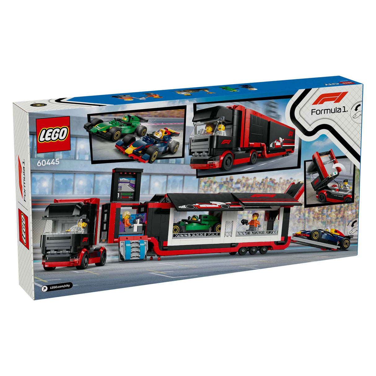 Lego City 60445 F1 LKW mit RB20 und AMR24 F1 -Autos