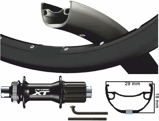 KGS Shimano Xt baghjul 28 29 tommer (622) Sort 8-11 Speed ​​Centerlock gennem Axxle