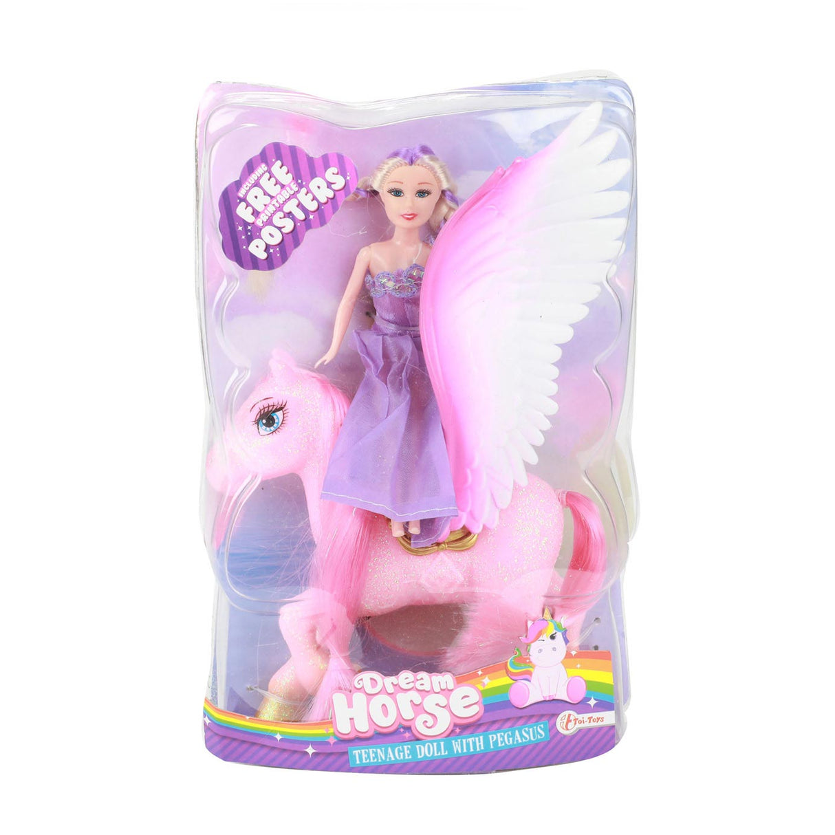 Dream Horse Unicorn Pegasus avec une poupée adolescente