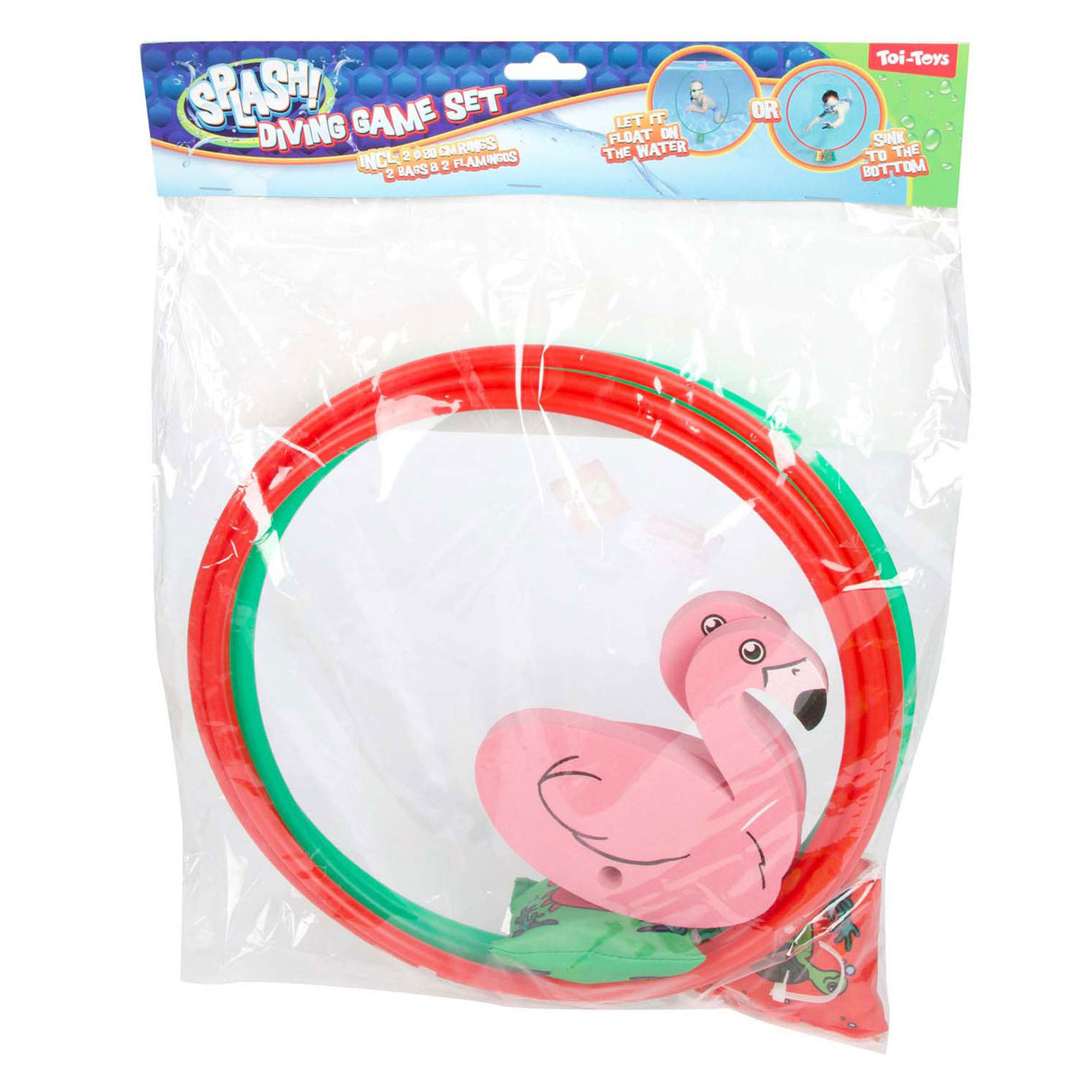 Splash flamingo duikring 80cm, set van 2