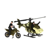 Johntoy Army Forces play set Helicopter and motorcycle