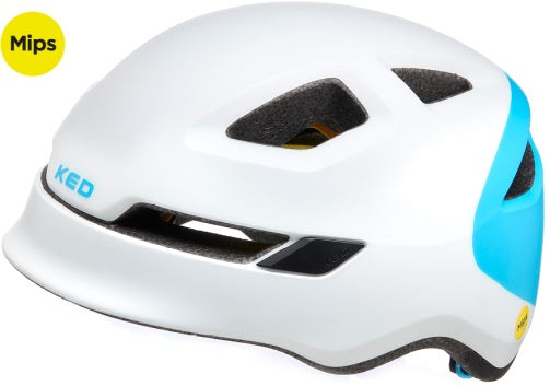 Gepotter Vëlo Helm Pop mips kleng (48-52 cm) wäiss blo