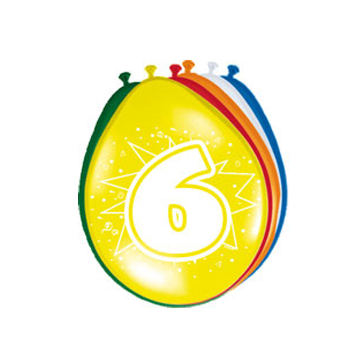 Folat bv cijfer ballonnen 6 jaar, 8st.