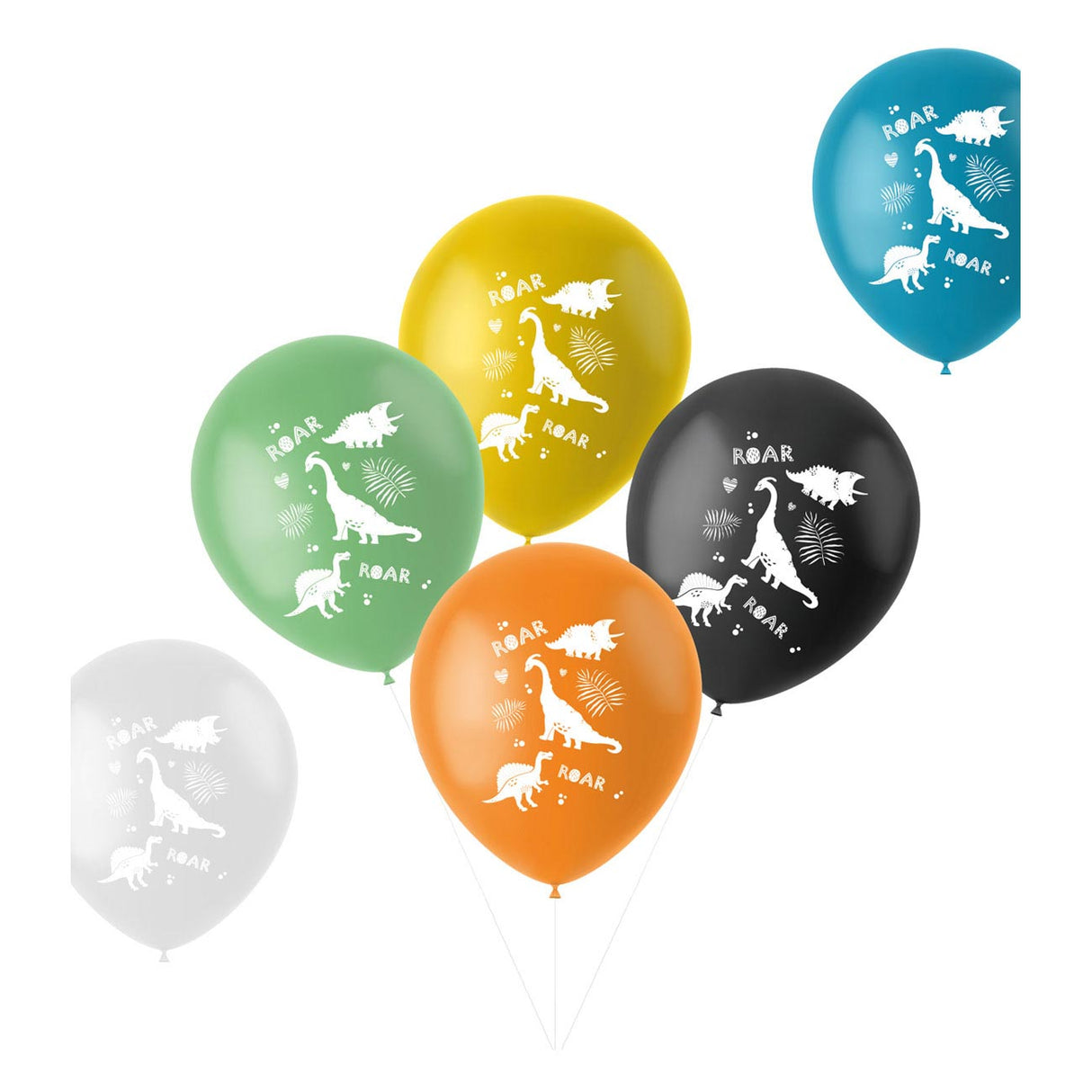 Ballons en latex Dinosaure 33 cm, 6e.