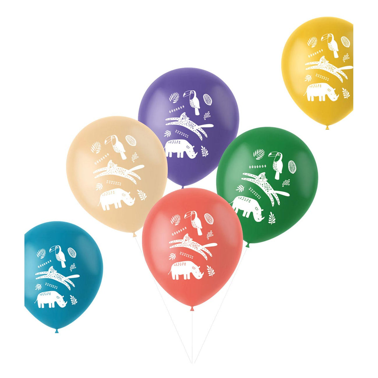 Latex Ballononen wëll Déieren, 6st.