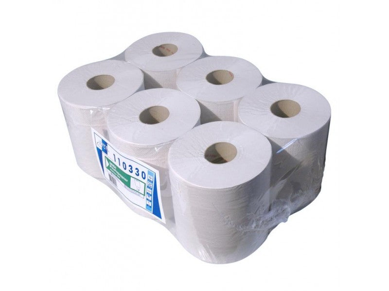Papier de nettoyage en euros Midirollen blanc naturel - 300 mètres x 20 cm (6 pièces)