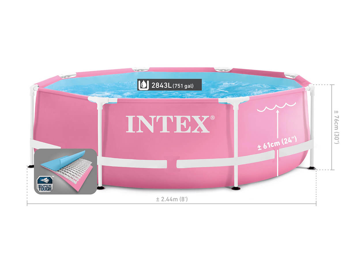 Intex Pink Metal Frame Plavecký bazén 244 x 76 cm s filtračním čerpadlem
