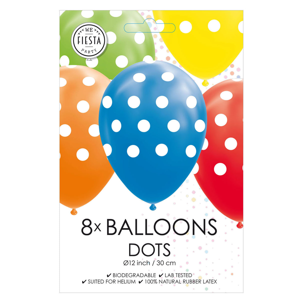 Balloons dots mix colors 30 cm, 8st.
