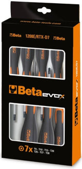 Beta 7-delt sett med skrutrekkere verktøy for skruer med manipuleringsmotstandende Torx®-profil<br>