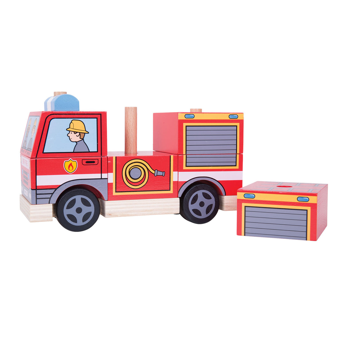 Bigjigs wooden stacking game fire truck