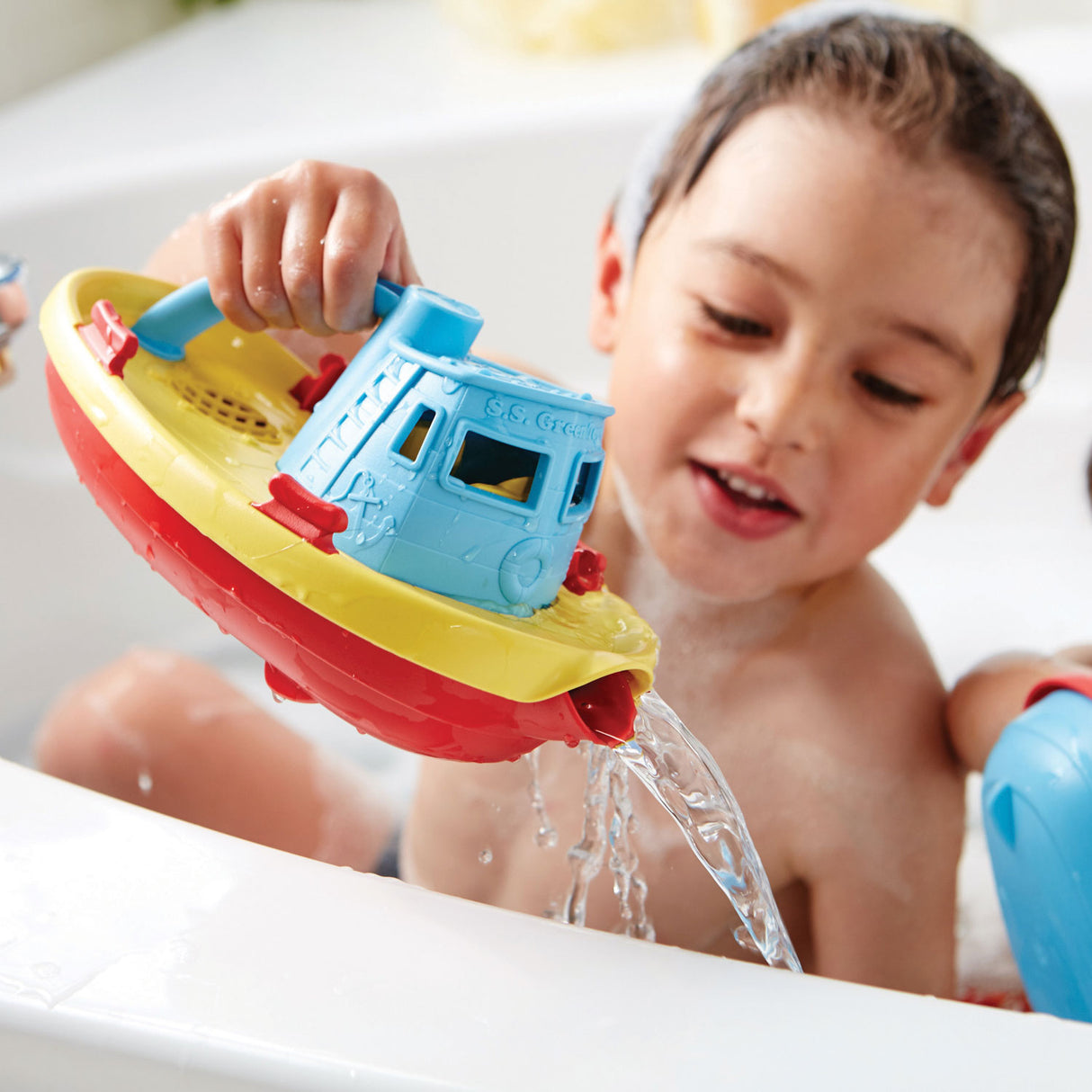 Gréng Spillsaachen gréng Spillsaachen Tugboat Blauw Geel