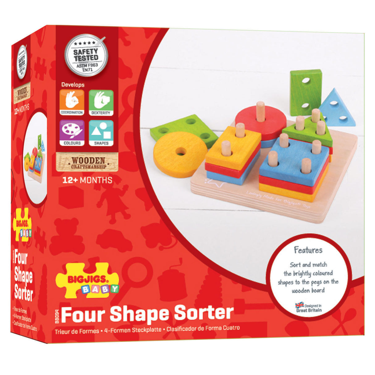 Bigjigs Houten form stacking game, 17dlg.