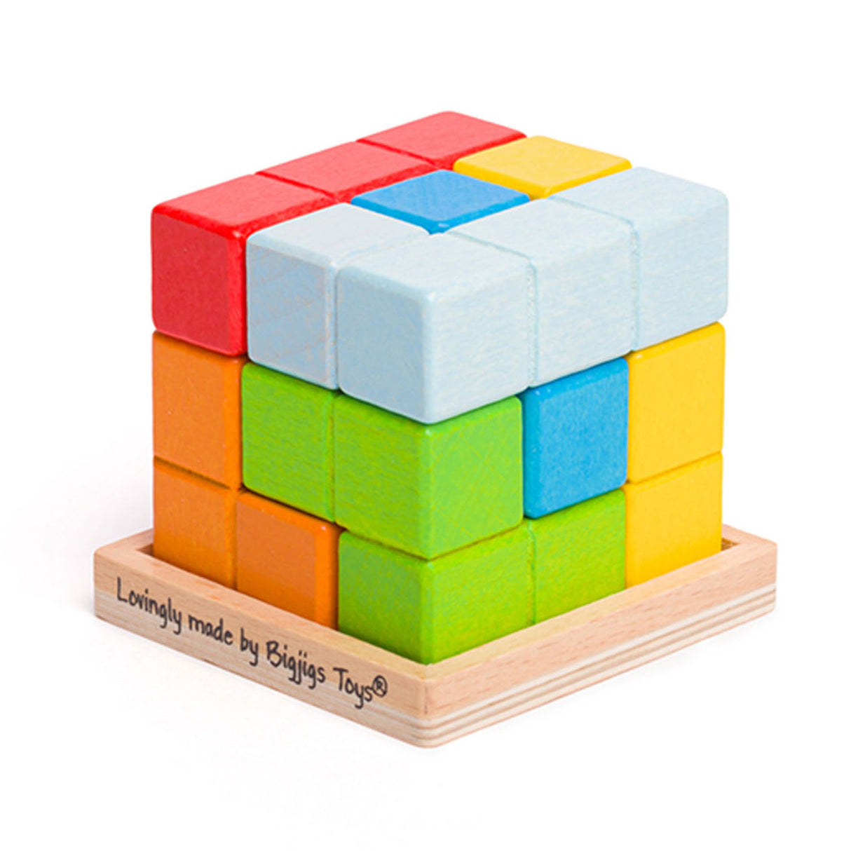 Bigjigs træ lock-a-cube kubus puslespil