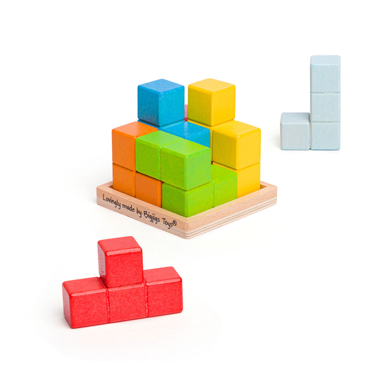 Bigjigs træ lock-a-cube kubus puslespil