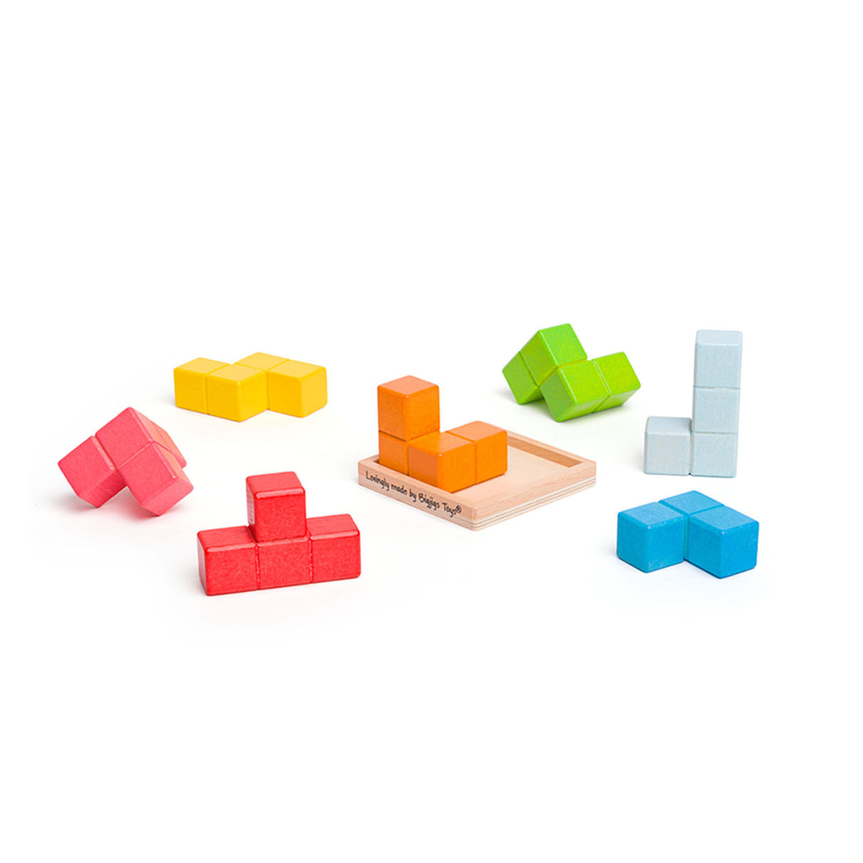 Bigjigs træ lock-a-cube kubus puslespil