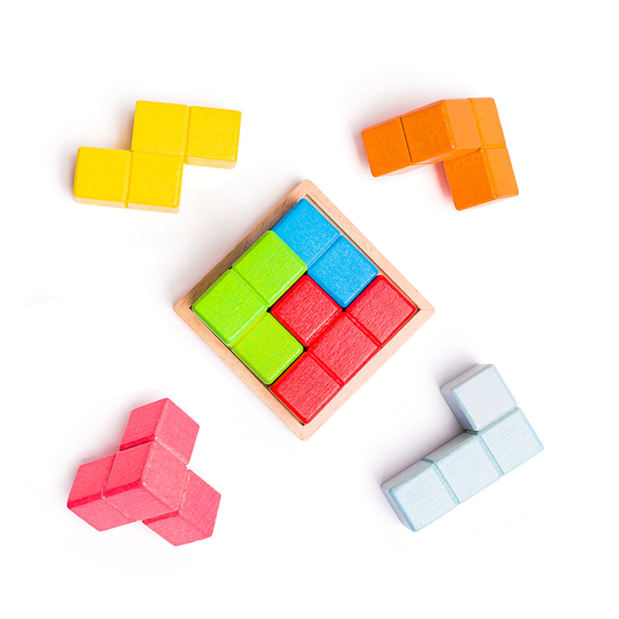 Bigjigs træ lock-a-cube kubus puslespil