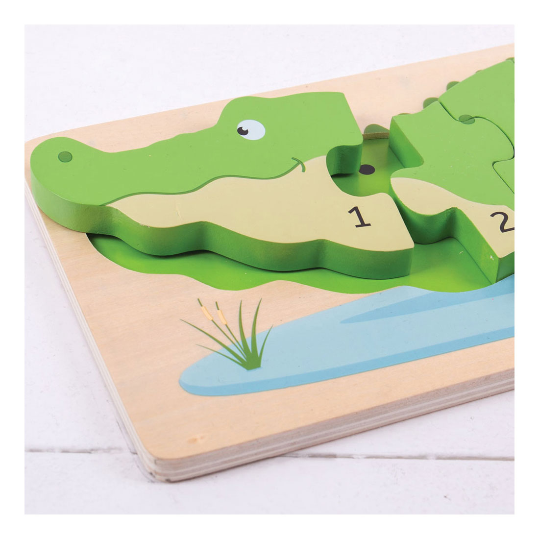 Bigjigs Crocodile de puzzle en bois en bois, 10e.